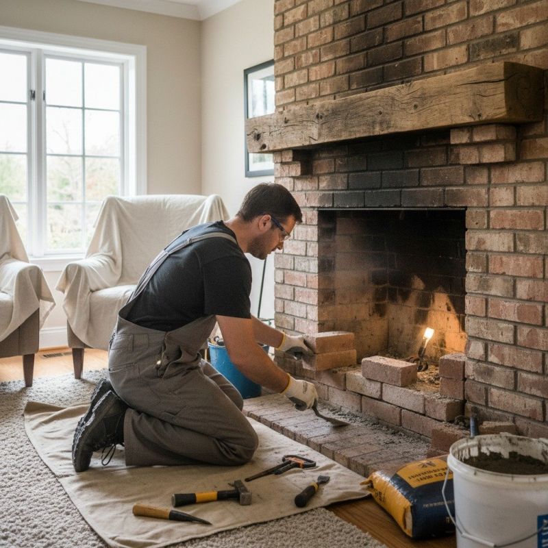 Local Fireplace Brick Refacing pros at work